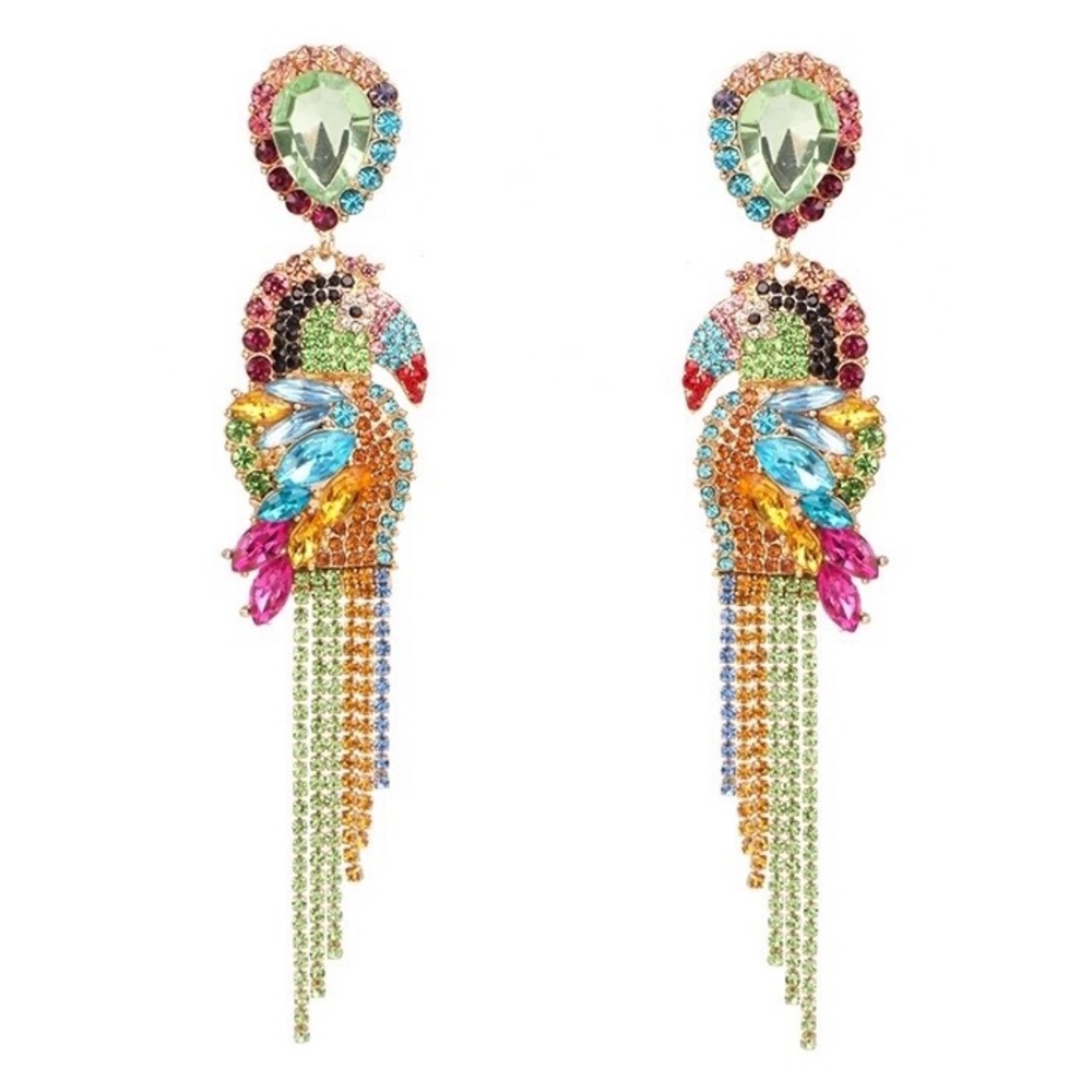 🌈2/$30 New Zara Crystal Parrots - Picture 2 of 2